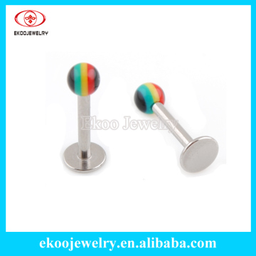 Polyresin Marijuana Rasta Lip Piercing Ball Labret