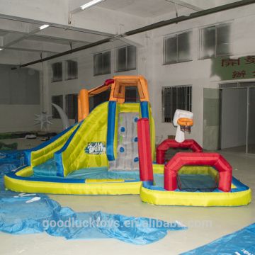 Commercial inflatable water slide with basketball hoop