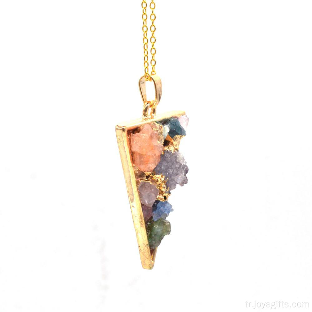 Collier en cristal Point pendentif Triangle Chip or & coloré