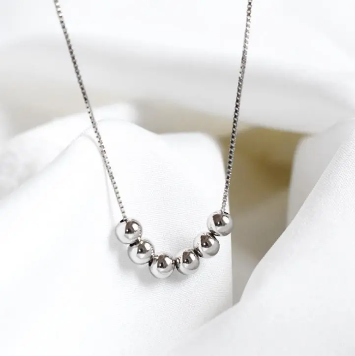 2020 Real 925 Sterling Silver Choker Necklace Women Rabbit Beads Chain Pendant Necklaces Hip Hop Jewellery