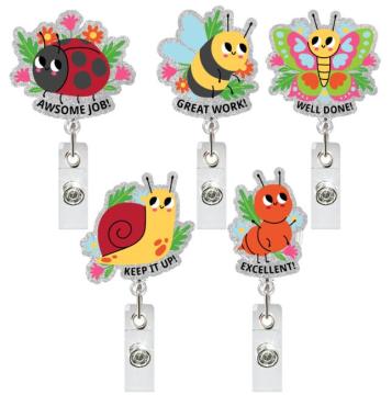 Retractable Rhinestone Badge Holder for Nursing and Identification Cards