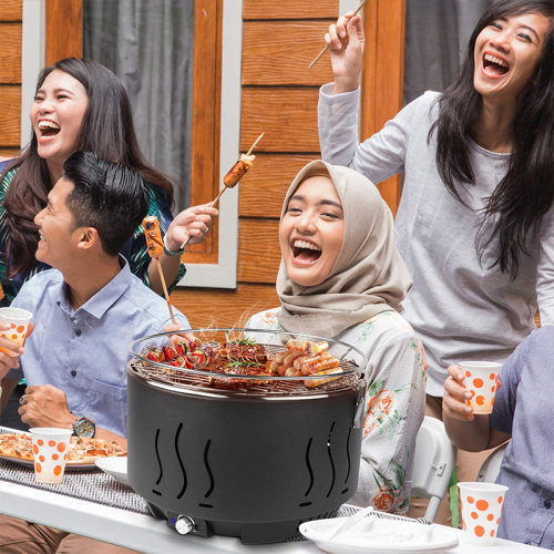 Desain baru bundar tabletop grill arang dengan fan lotus style bbq