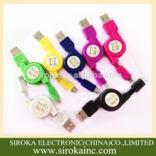 2 in 1 Retractable 2.0 micro 5pin USB cable with CE ROHS for Samsung moble phones
