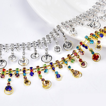 Wholesale Bling Bling Crystal Rhinestone Fringe Trim, Chain Trimming, and Tassel Fringe Trim