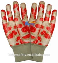 Flower-Printing cotton lined PVC Coated Rigger Gloves China factory