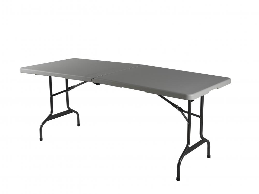 5 foot white plastic fold in half table