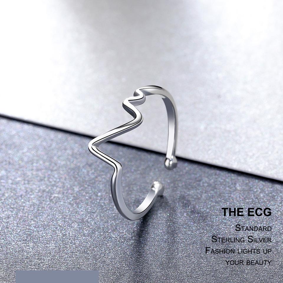 sterling silver open ring 925 ECG adjustable birthday jewelry ring for girlfriend luxury sterling silver 925