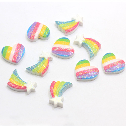 Popular Shooting Star Heart Striped Cabochon Resin Bead For Craft Decoration Or Kids Toy DIY Ornaments Bead Charms