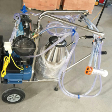 Double barrels Vacuum pump movable milking machine