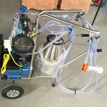 Double barrels Vacuum pump movable milking machine