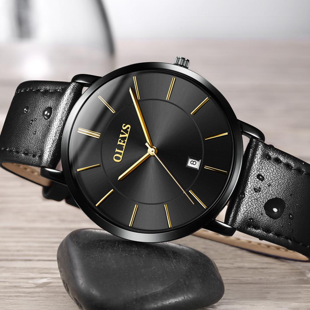 2021 Cheap OLEVS Men Quartz Luxury Minimalist Watches Week And Date Chronograph Sports Watch  Leather Strap Men's Watch For Men