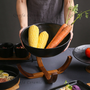 Cookware Set-Large Capacity Mixing Bowl with Acacia Stand