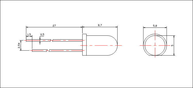 5mm infrared LED Size