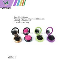Travel hair brush with mirror sets foldable Hair Brush with Mirror Pocket Size Comb