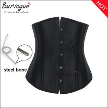 Black waist cincher corset supply steel boned corset waist training latest stain body slimming shaper for women wholesale