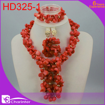 Hot sales nigeria beads jewelry set/african coral beads jewelry set/african beads jewelry set/african beads jewelry set HD325-1