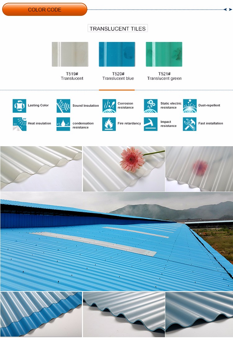 UPVC/PVC transparent plastic roofing sheet/ roofing tile