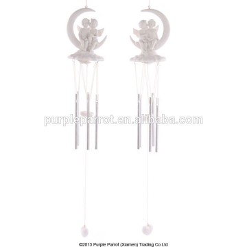 Crescent Moon Polyresin Cherubs Wind Chime