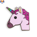 Groothandel hard email Unicorn Pin met glitter