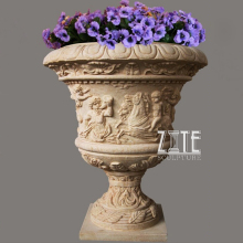 Natural Solid decorative garden marble flower pot