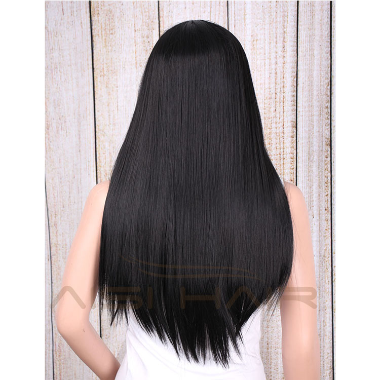 Aisi Hair Long Straight Wig With Bangs For Women Synthetic Black Wigs High Temperature Fiber Long Hair Wigs