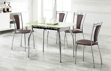 Extendable glass and chrome dining table and chairs ( NK2726 &NK2727)