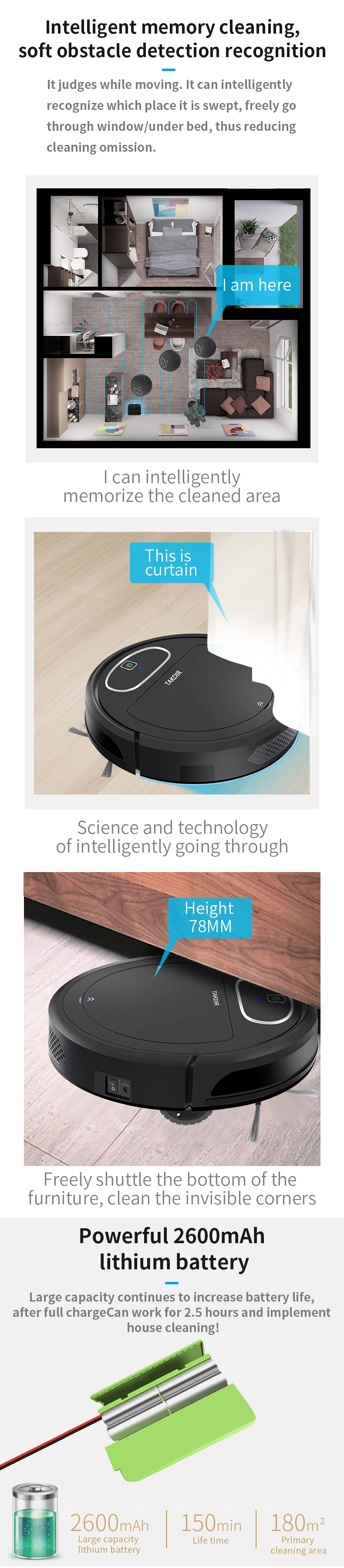 Home Robot Vacuums and Mops Automatic Partitioning Clean Wet and Dry Robot Vacuum Cleaner