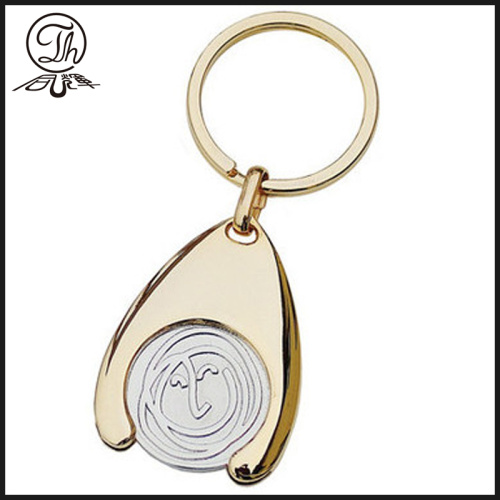 Champagne gold trolley coin metal key fob
