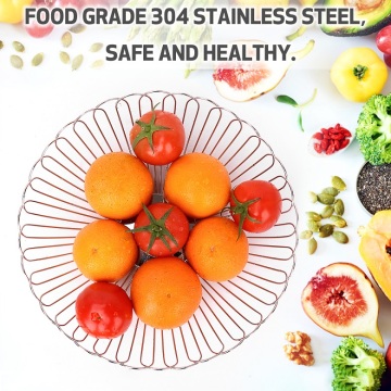 Stainless Steel wire fruit bowl contain Bread Vegetable