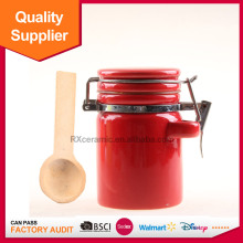 Mini shape ceramic salt canister with spoon