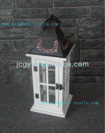 white wood candle lantern