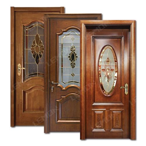 Soundproof glass interior solid wood bedroom doors