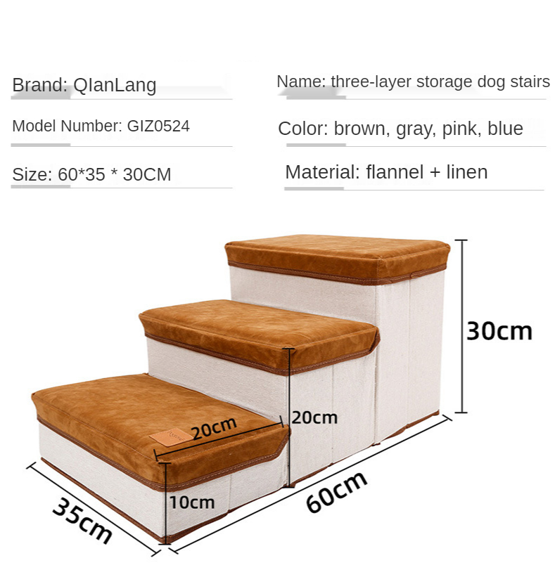 Foldable Storage Pet Dog Stairs Steps on The Bed Sofa Soft Surface Non-slip Puppy Climbing Ladder