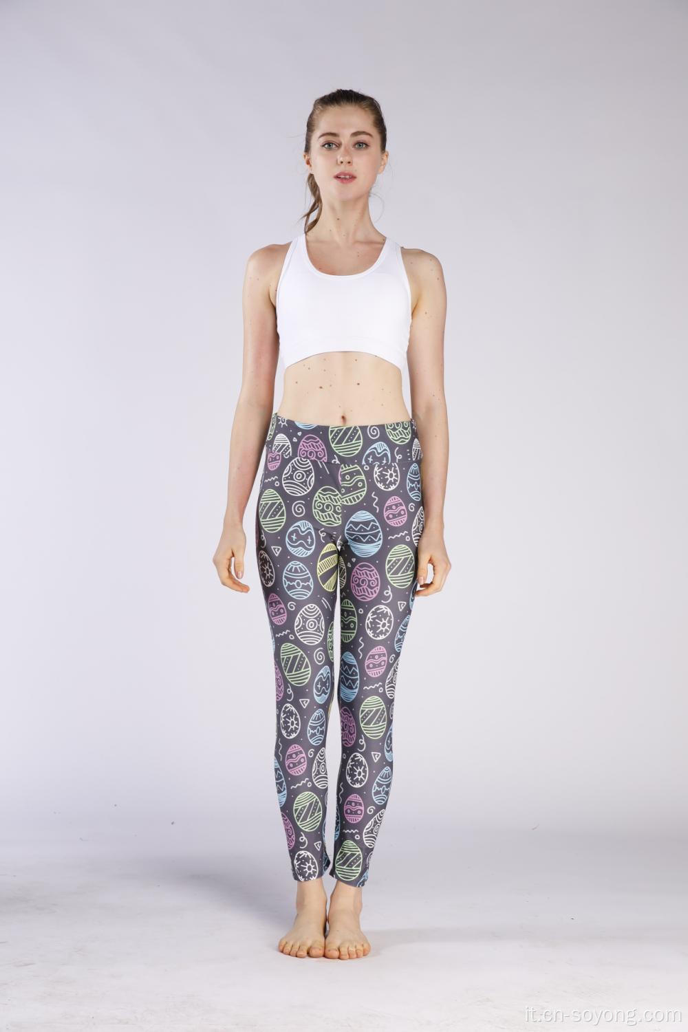 Leggings da yoga stampati elastici da donna