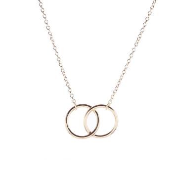 Double Circle Simple Geometric Necklace Gold Silver Double Ring Alloy Pendant Stainless Steel Ladies Jewelry Gift