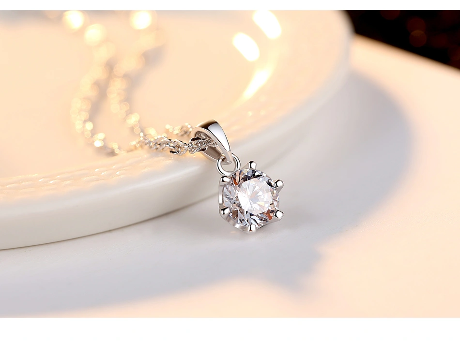 Wholesale Fine Jewelry Classic One Carat Ladies 925 Silver Chain Pendant Necklace