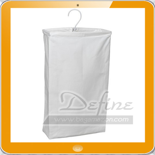 white Canvas Laundry Hamper Bag