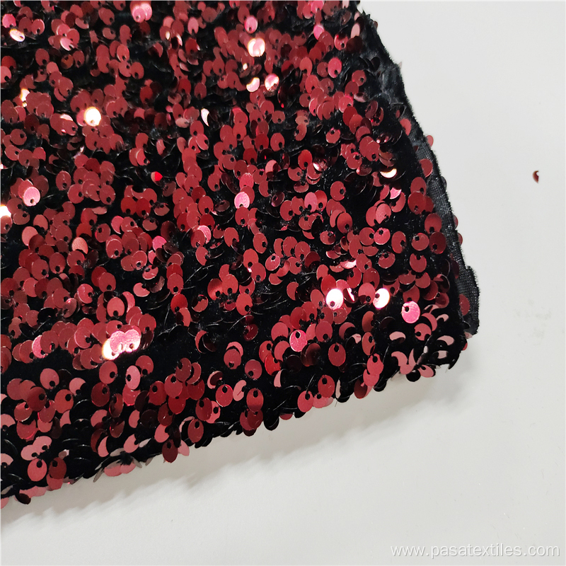 2021 new dark red velvet sequin fabric