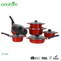 12 Potongan Red Die-Cast Aluminium Cookware Sets