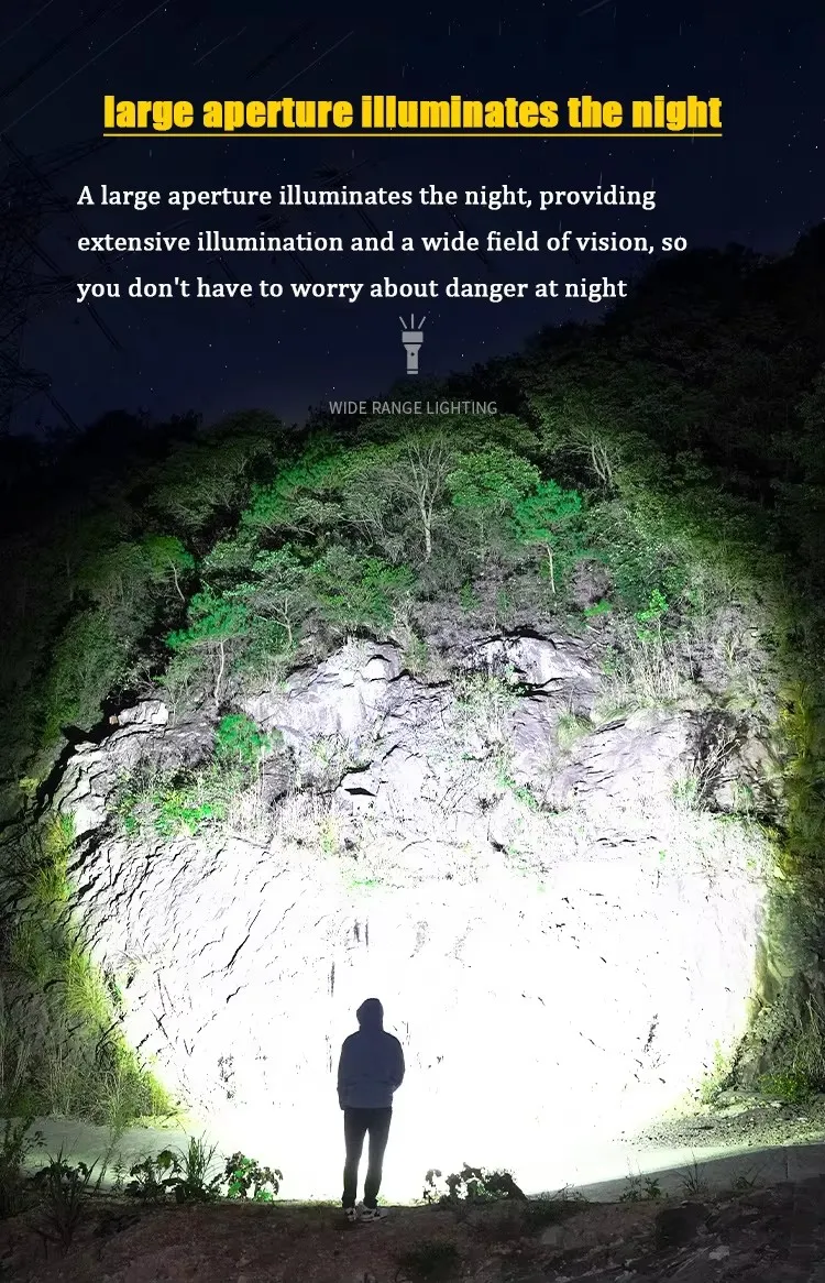 High-Powered White Laser Fluorescence Alloy Flashlight with Zoom