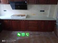 White Polished Marble Kitchen Countertop Cabinet