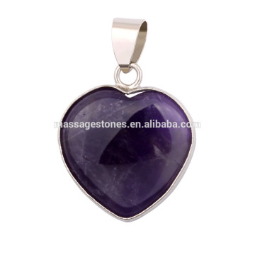 Natural Amethyst Puffy Heart Pendant