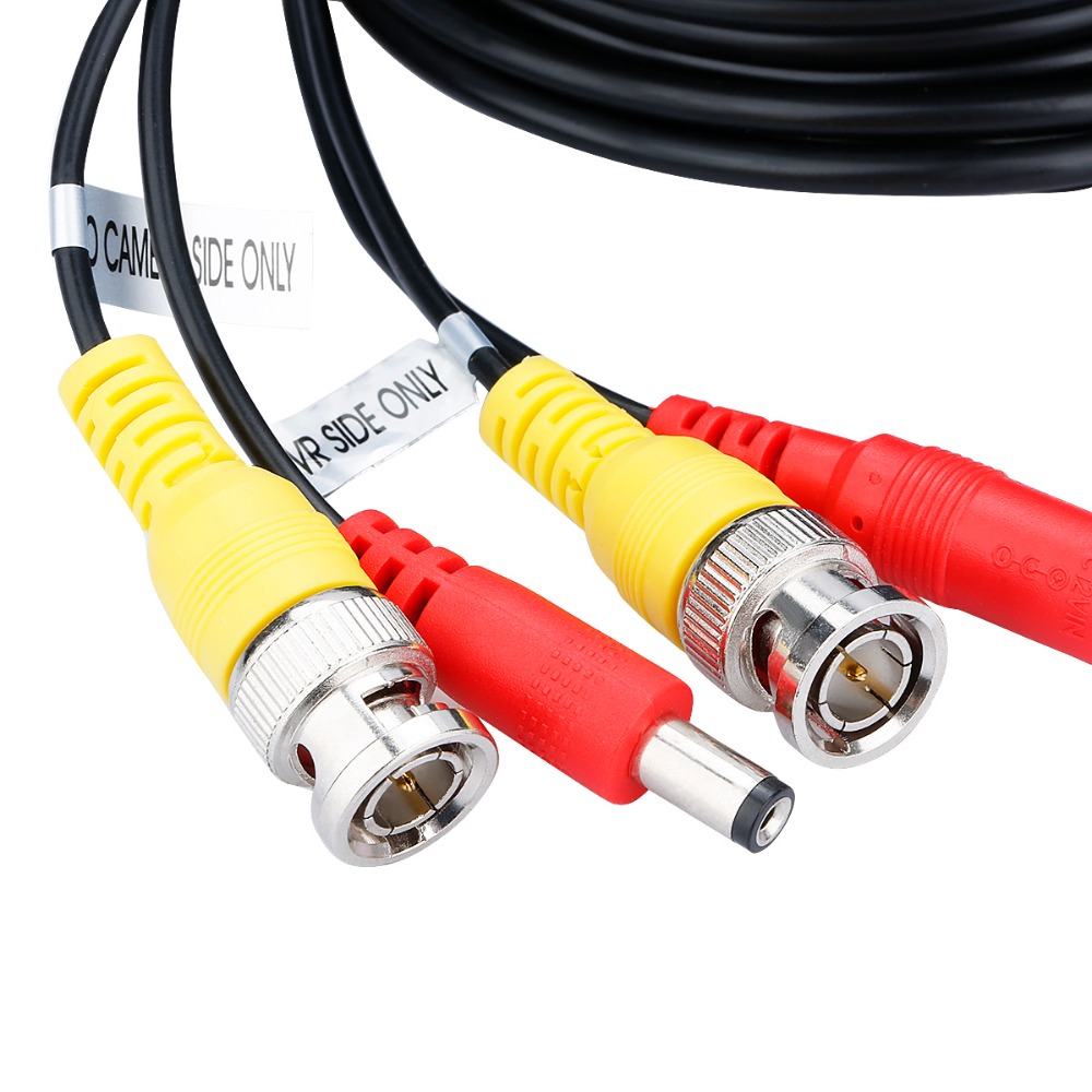 Custom Male to Female CCTV Camera Security Assembly RG59 Video BNC DC Power Cable Black / White Bare Copper Non-shielded CE RHOS