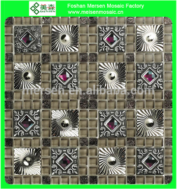 Stainless steel mix glass mosaic tile MK0613