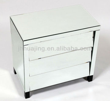 Hot Sale Mirrored Chest with 3 Slanted Drawers and Black Wooden Legs/Decorative Mirrored Table/Mirrored Cabinet/Buffet