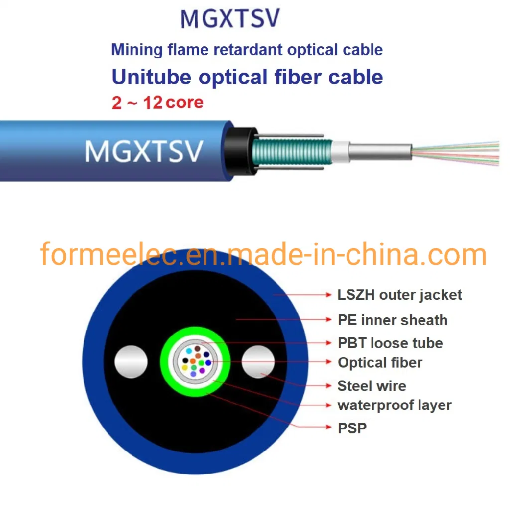 Stranded Flame Retardant Optical Cable 8 Core Mgtsv Optic Cable Fiber for Coal Mine