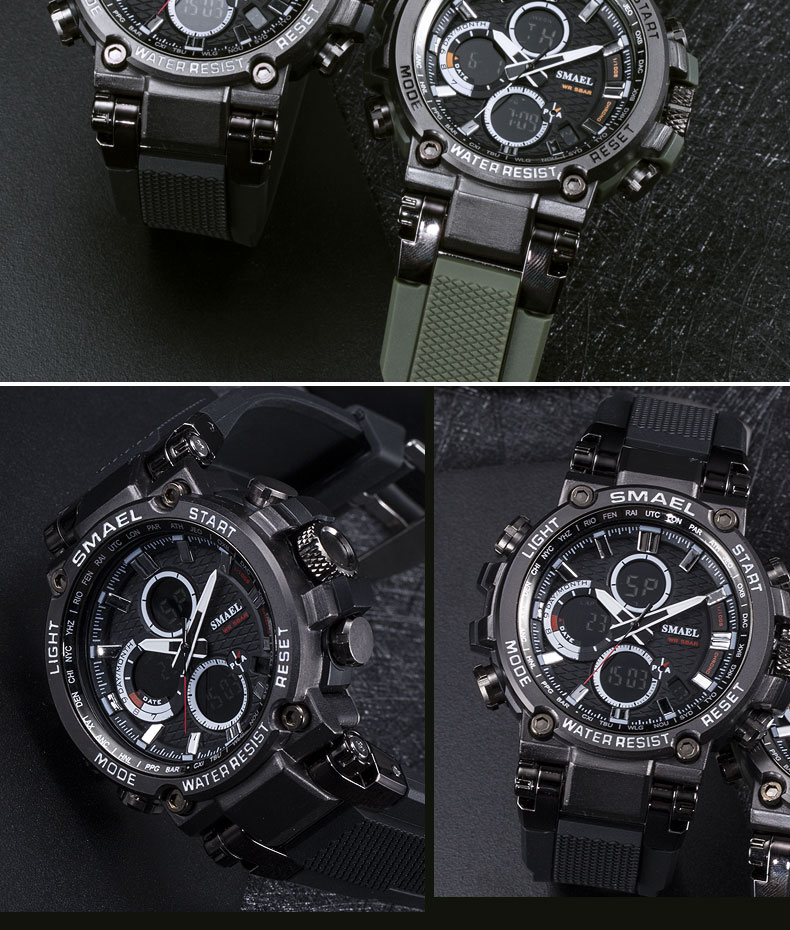 SMAEL 1803 Casual Watches For Men Digital Quartz Dual Display Multi-function Sports Watch