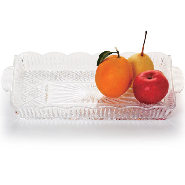 Clear Plastic Rectangular Dry Fruit Tray with Handle