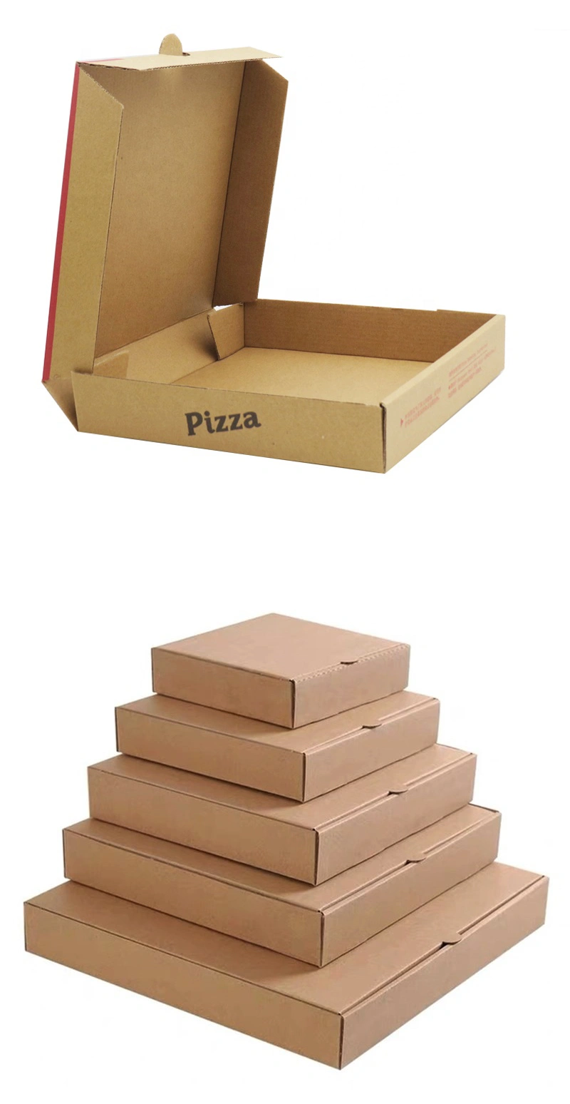 Disposabe Wholesale Cheap Foldable Corrugated Rectangle Box Pizza Delivery Box with Logo