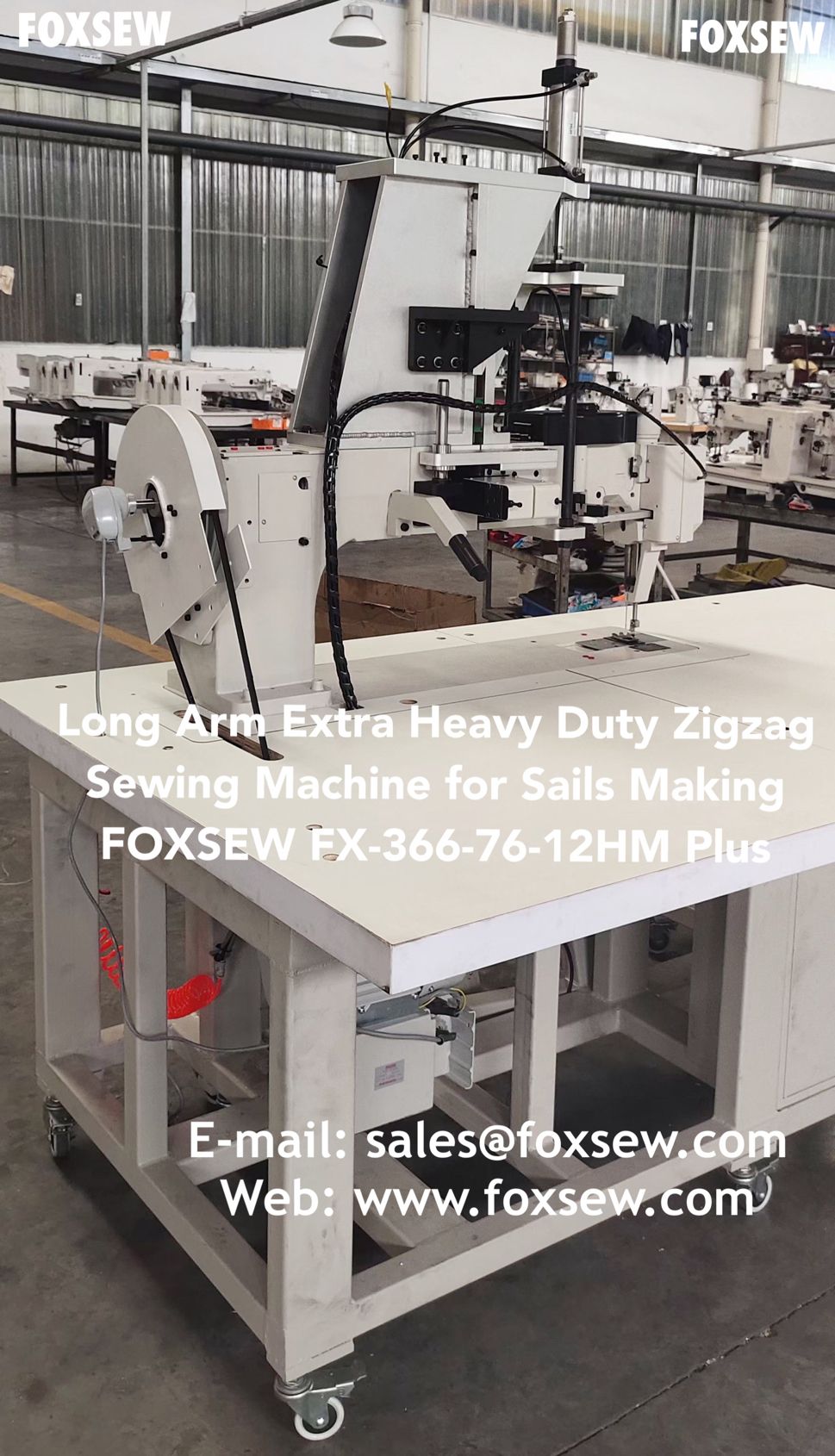 Long Arm Extra Heavy Duty Sails Zigzag Sewing Machines FOXSEW FX-366-76-12HM Plus -2